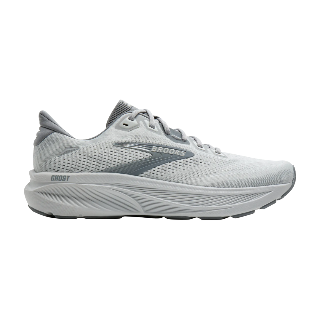 Grey athletic shoe on a white background