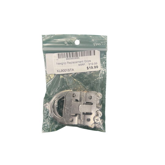 Metallic lock component in a clear plastic bag with a price label on a white background
