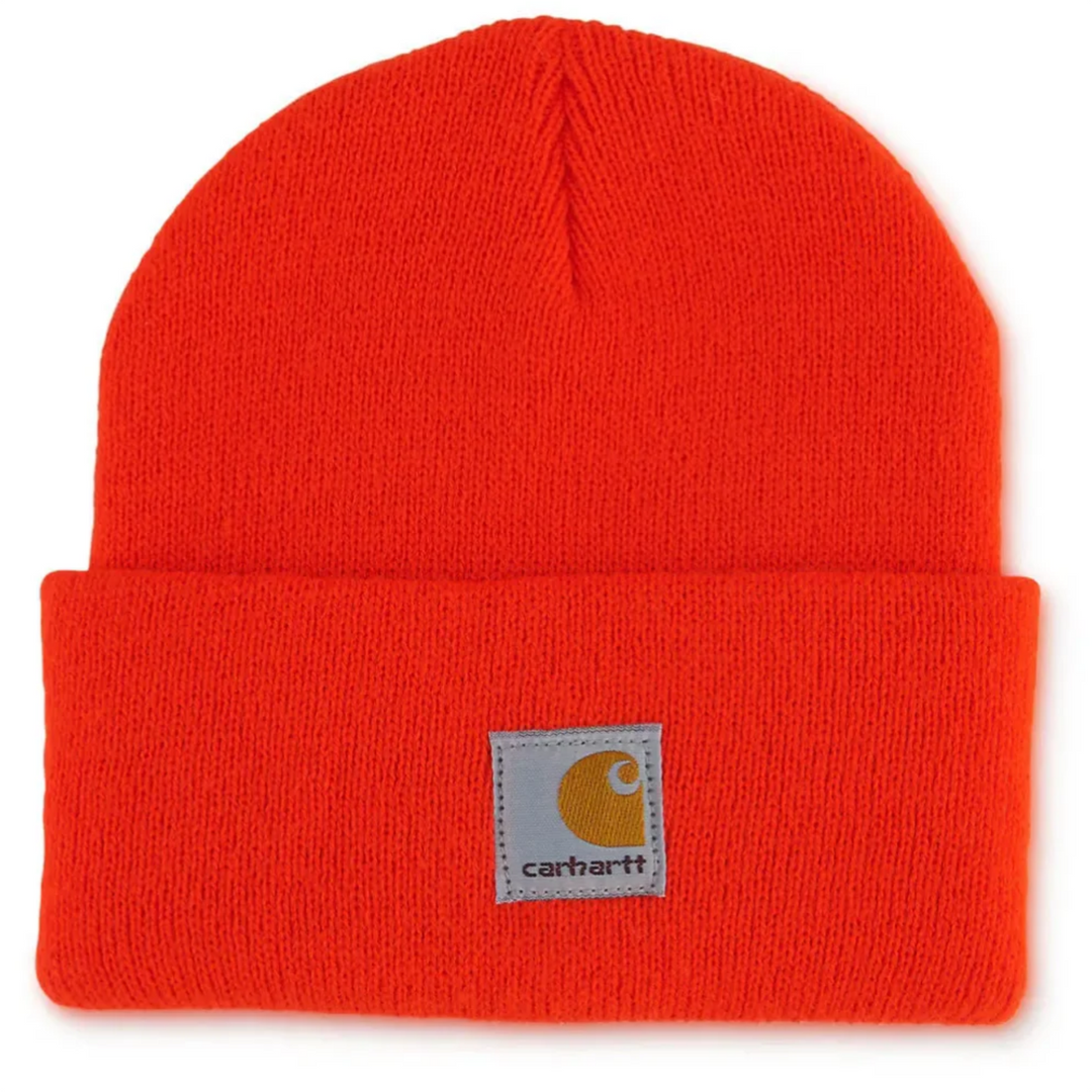 Carhartt Kids' Toddler Watch Hat - Brite Orange on a white background. 