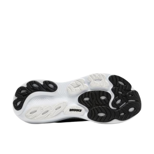 White and black shoe sole with Brooks branding