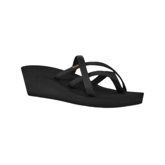 Black sandals with buckle straps on a white background