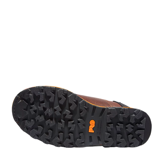 Close-up of a shoe sole with a brand logo on a white background