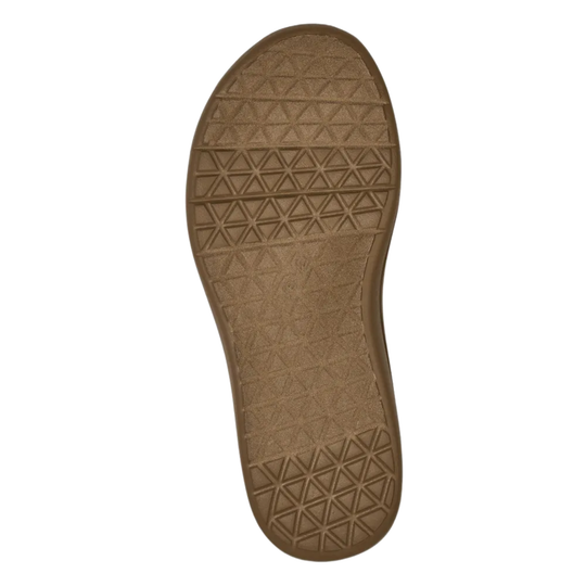 Brown sandal outsole with triangle tread pattern