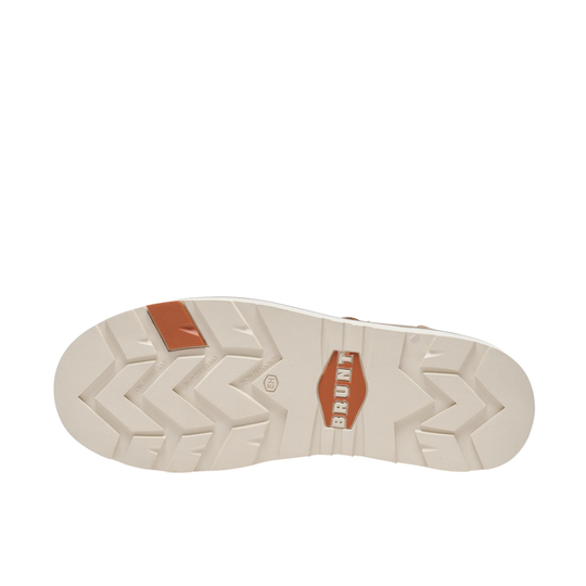 White shoe sole with brown accents and 'Brunt' branding on a white background