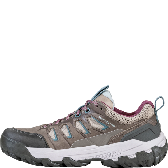Oboz Women's Sawtooth X Pro Low GTX Hiking Shoes - Rockfall on a white background