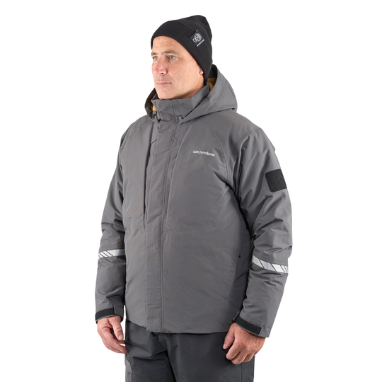 Grundens Men's Transmit X Insulated Jacket - Dark Anchor on male model on white background