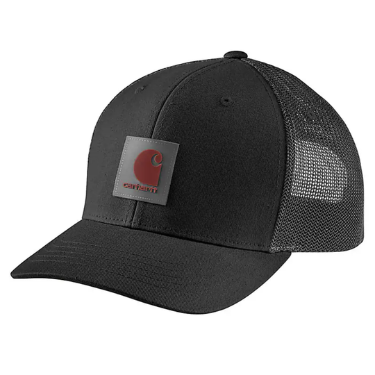 Black mesh cap with Carhartt logo on a white background