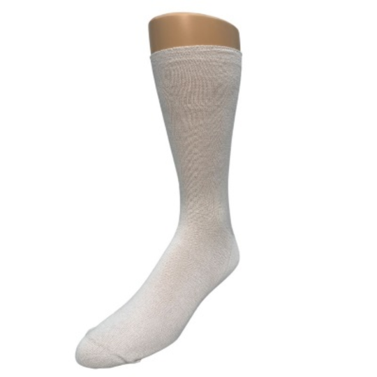 White sock on a mannequin foot against a white background