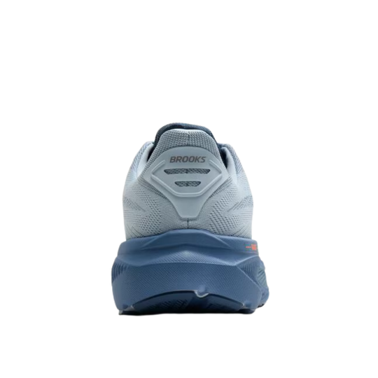 Light blue running shoe with dark blue sole and visible Brooks branding on the heel