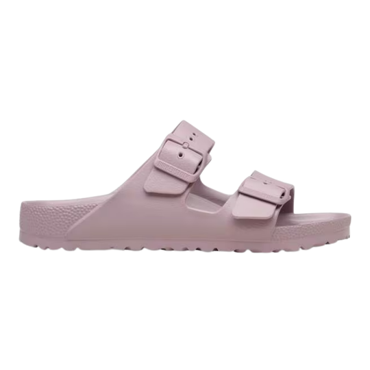 purple sandal with double strap on a white background