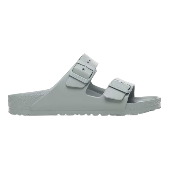 Gray sandal with two straps on a white background