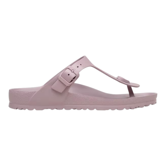 purple sandal with a strap on a white background