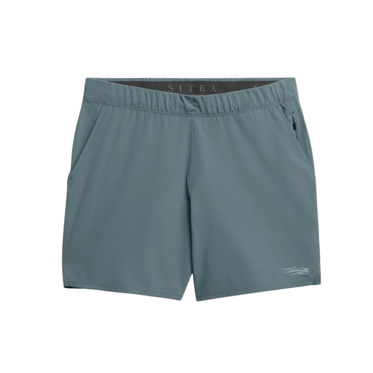 blue shorts with a brand logo on a white background