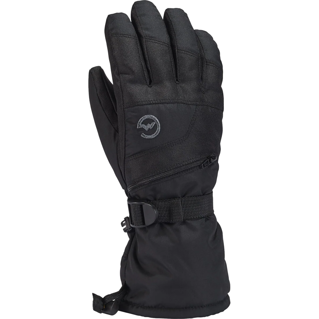 Black glove with a brand logo on a white background