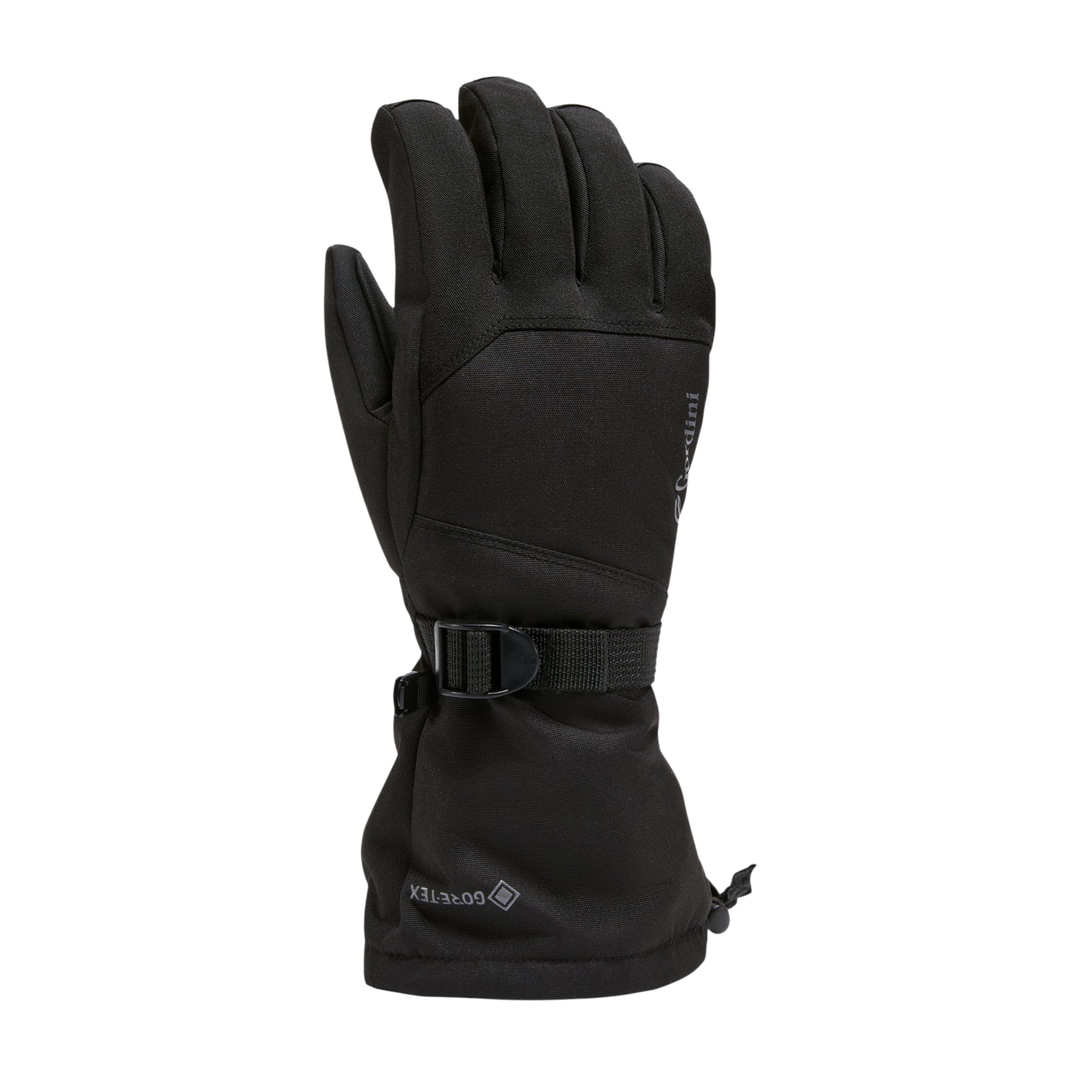 Black glove with a buckle on a white background