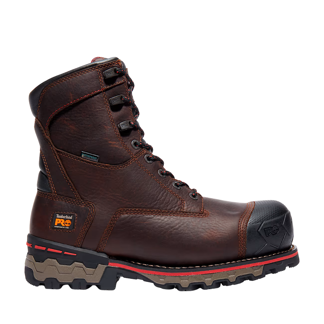 Brown leather work boot