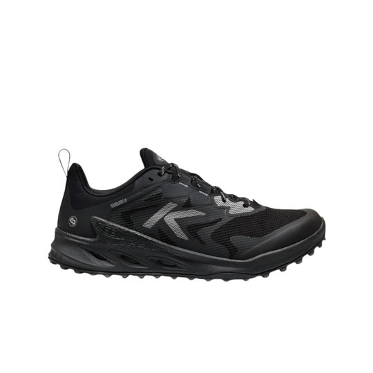 Black athletic shoe on a white background