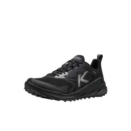 Black athletic shoe on a white background