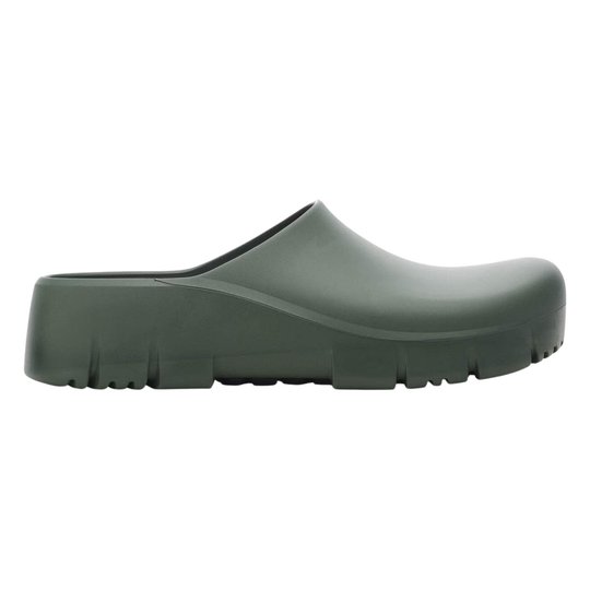 Green clog shoe on a white background