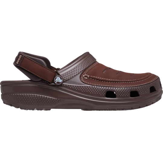 Brown sandal with a strap on a white background