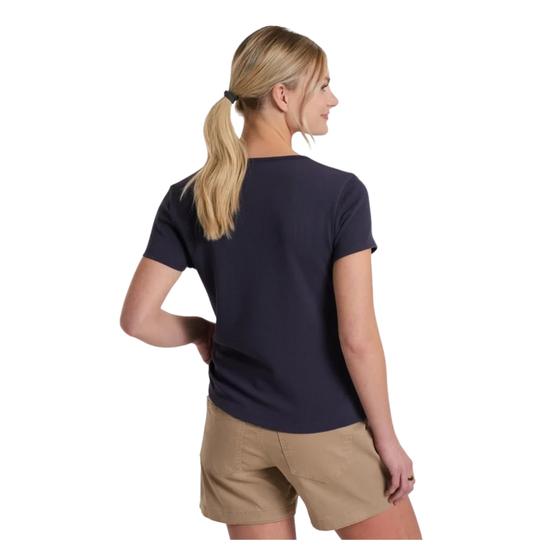 Kuhl Women's Remi Notch Tee - Mystic n female model on a white background
