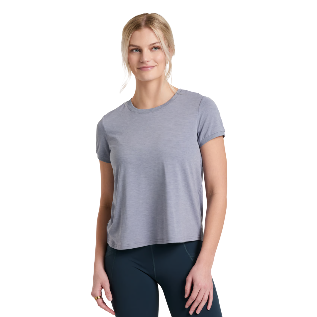 Kuhl Women's Inspira Short Sleeve - Violet Haze on a female model on a white background
