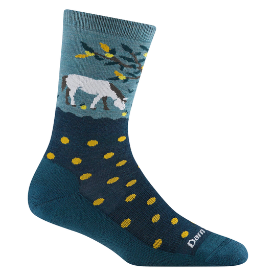 Darn Tough Vermont Women's Wild Life Lightweight Lifestyle Crew - Dark Teal on a white background