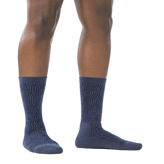Darn Tough Vermont Women's Cable Crew Lightweight Lifestyle Sock - Denim on a white background