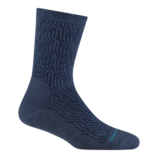 Darn Tough Vermont Women's Cable Crew Lightweight Lifestyle Sock - Denim on a white background