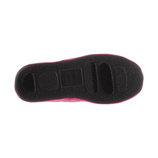 Black textured slipper sole with pink trim around the edge