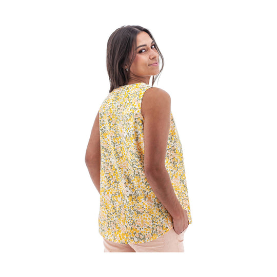 Sleeveless floral tank top shown from the back