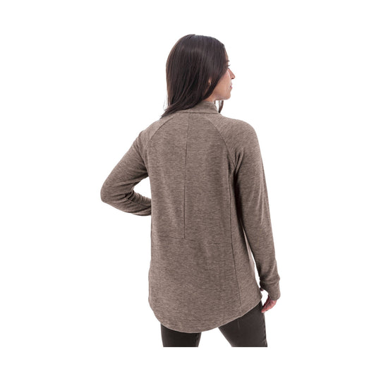 Brown long-sleeve fleece tunic shown from the back
