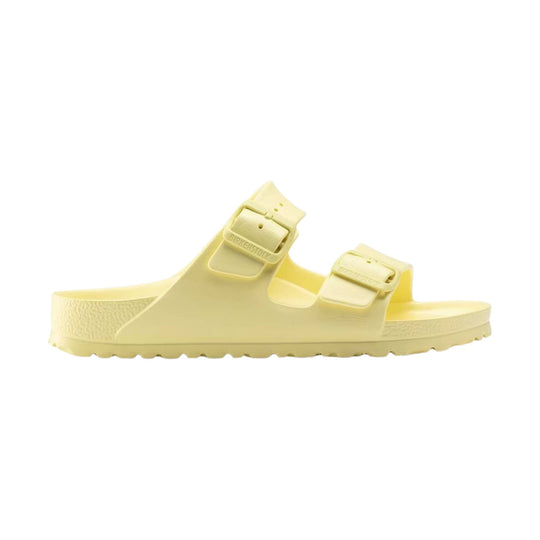 Light yellow two-strap EVA slide sandal with adjustable buckles
