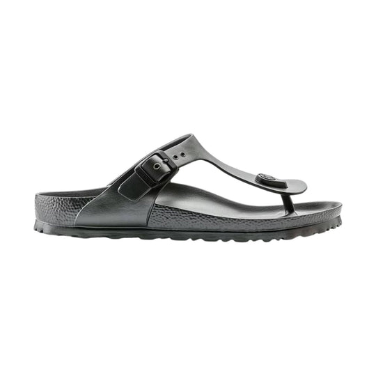 Black thong sandal with molded footbed and textured sole
