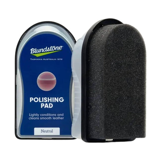 Black shoe polishing pad in a clear case labeled "POLISHING PAD" and "Neutral"