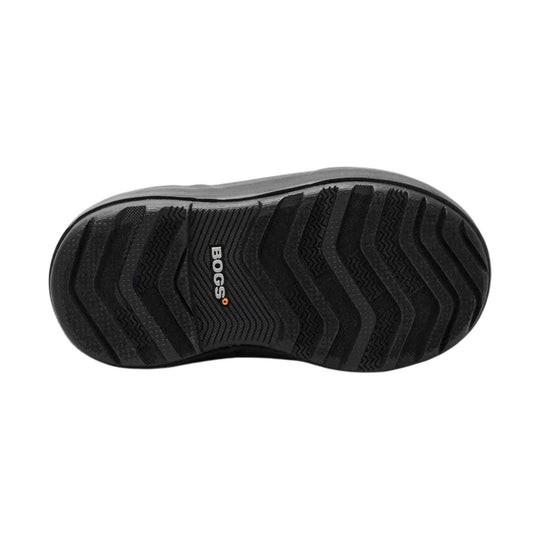 Black boot outsole with deep tread and BOGS logo
