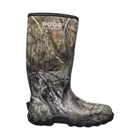 Tall camouflage waterproof rubber boot with black sole