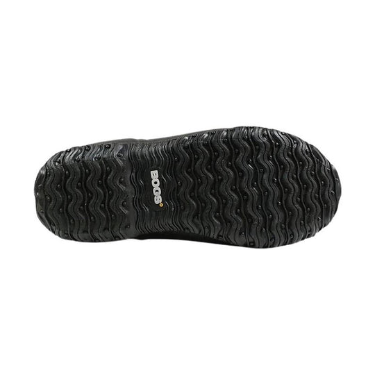 Black boot outsole with wavy tread and BOGS logo