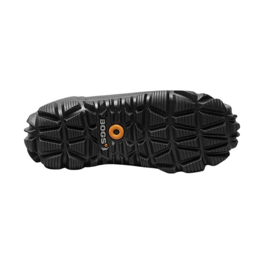 Black boot outsole with deep lug tread and BOGS logo