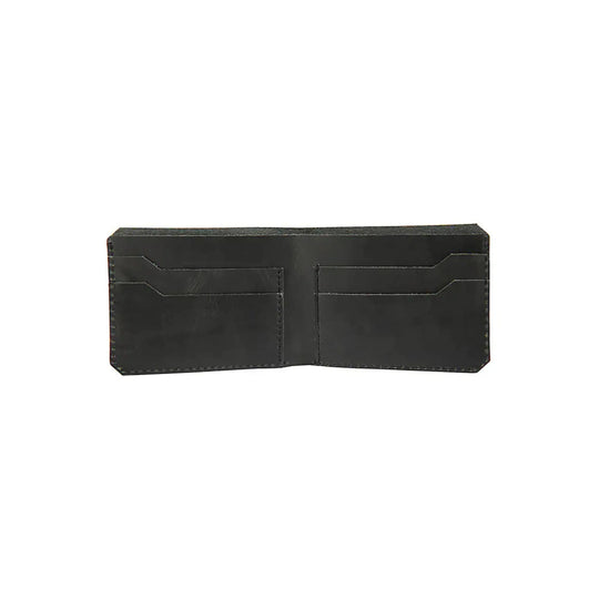Black bi-fold wallet with multiple card slots