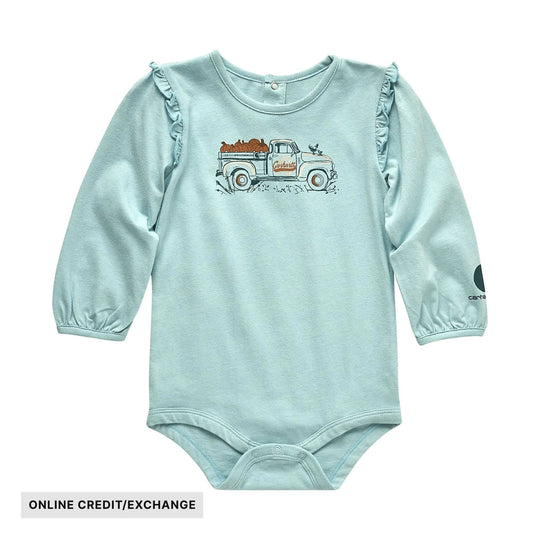 Carhartt Girls' Infant Long Sleeve Pumpkin Truck Bodysuit - Pastel Turquoise - Lenny's Shoe & Apparel
