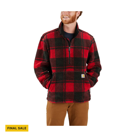 Carhartt Men's Loose Fit Fleece Pullover - Crabapple/Black Plaid - FINAL SALE - Lenny's Shoe & Apparel