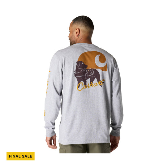 Carhartt Men's Loose Fit Heavyweight Long Sleeve Pocket Dog Graphic T Shirt - Heather Gray - FINAL SALE - Lenny's Shoe & Apparel