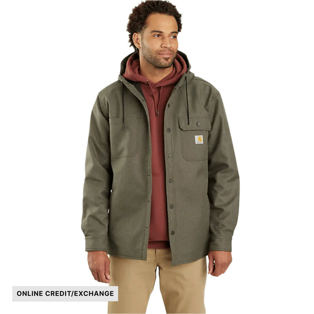 Carhartt Men's Rain Defender Relaxed Fit Heavyweight Hooded Shirt Jacket - Moss - ONLINE CREDIT/EXCHANGE - Lenny's Shoe & Apparel