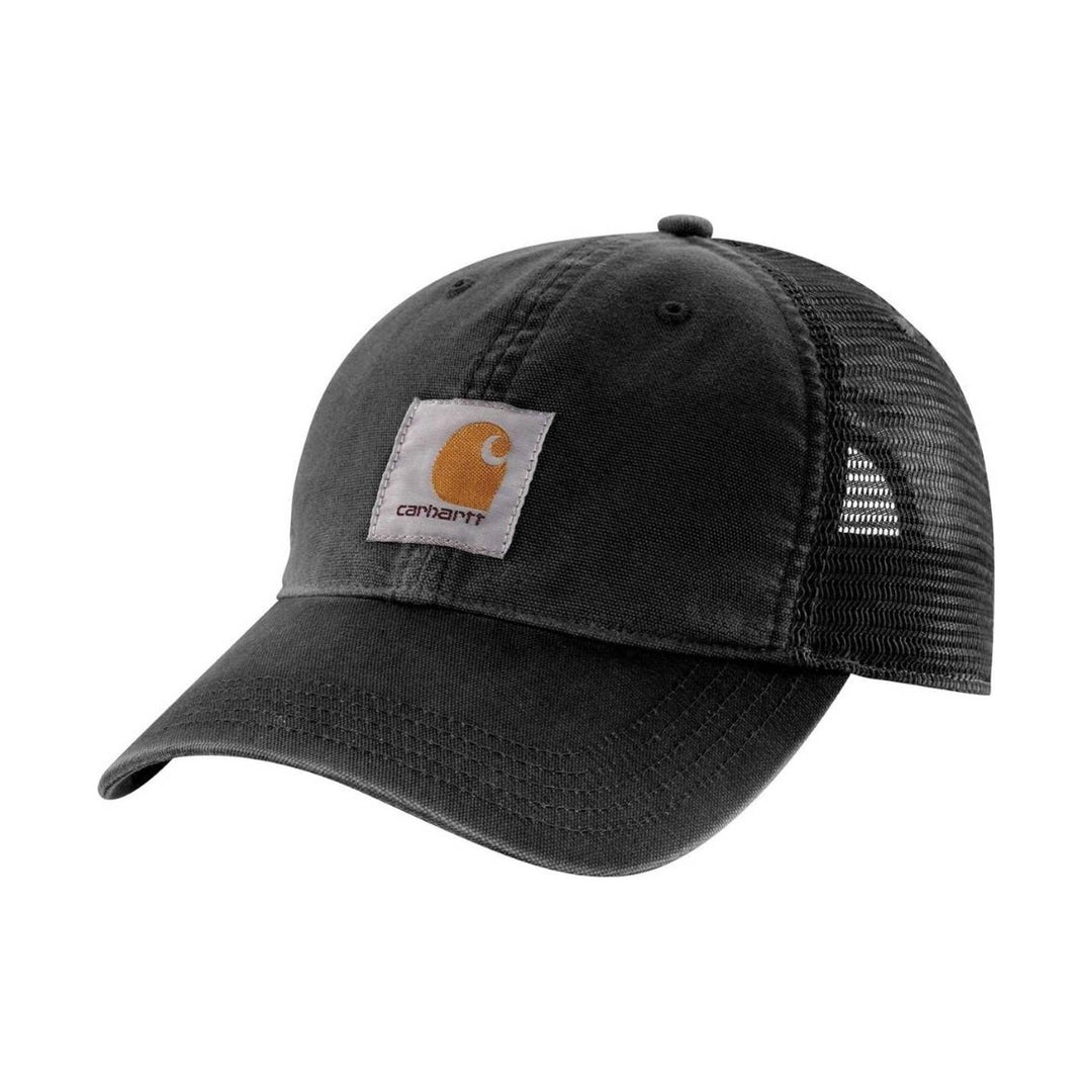 Black cap with Carhartt logo on a white background