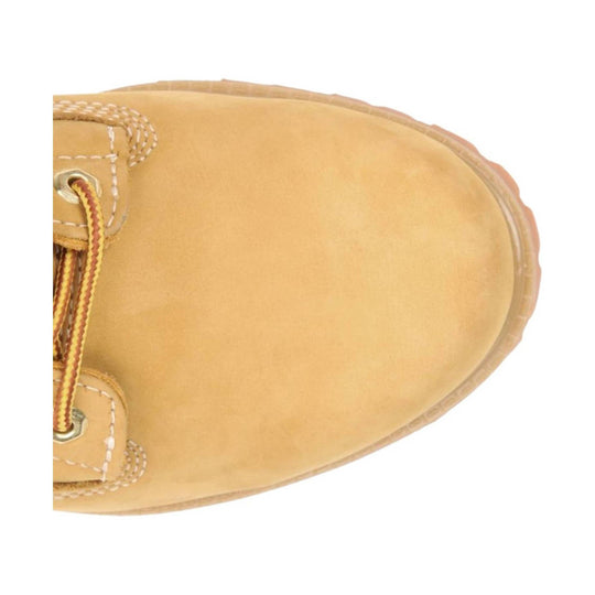 Close-up of a tan boot with a white background