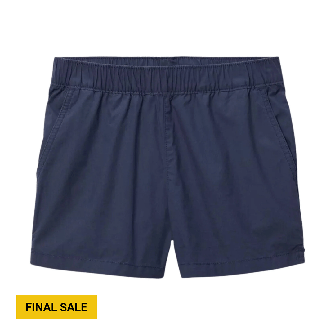 Navy pull-on shorts with an elastic waistband and side pockets, with a FINAL SALE tag