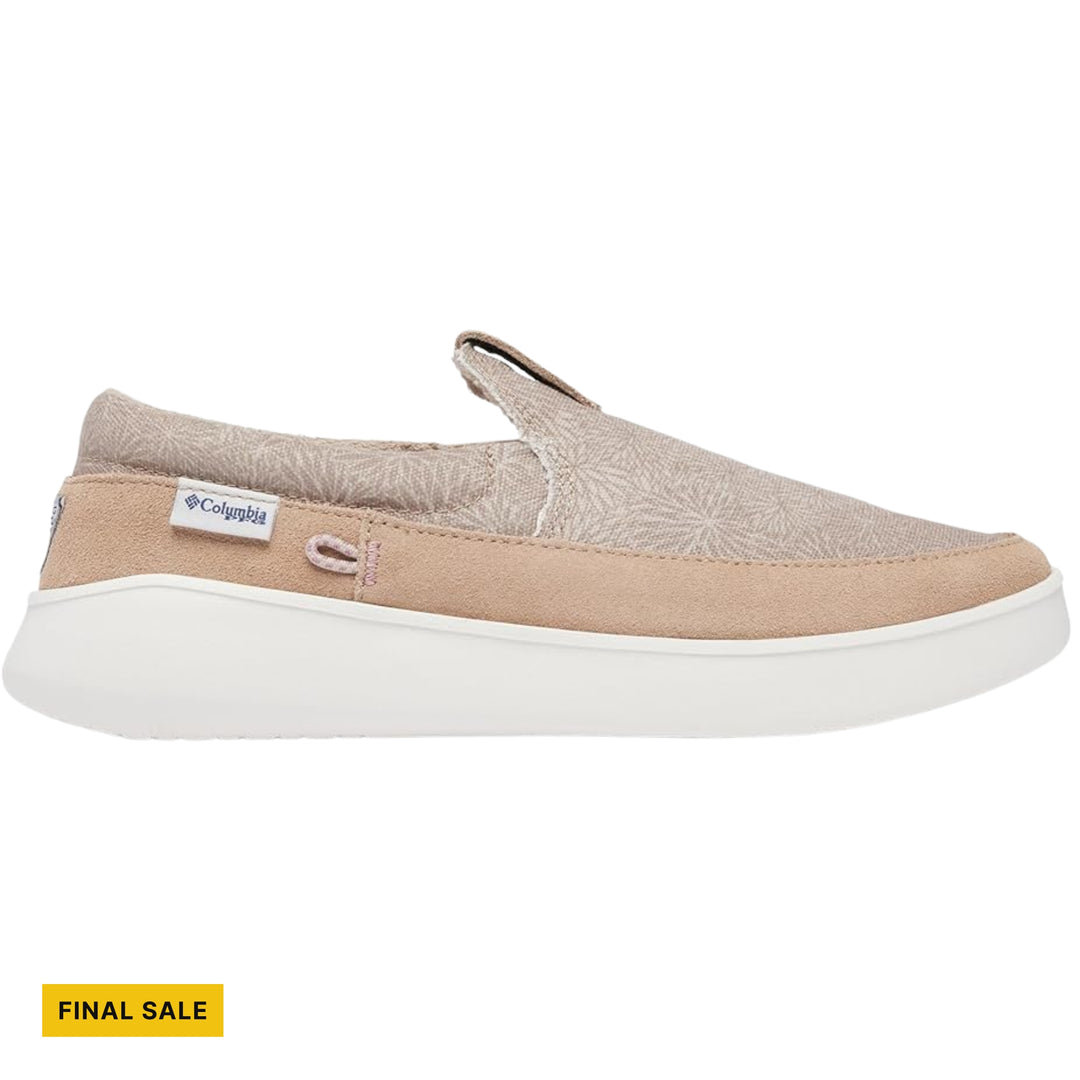 Beige slip-on boat shoe with a white platform sole and visible FINAL SALE tag
