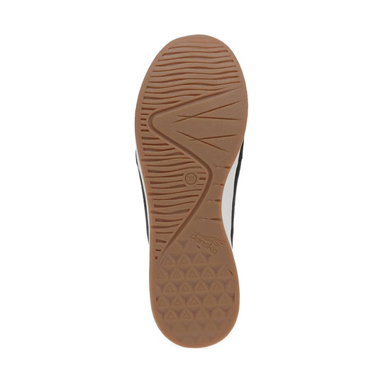 Brown rubber outsole with wavy tread, diagonal grooves, and size 38 marking