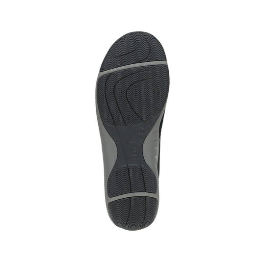Black rubber shoe outsole with wave-pattern tread and gray sidewalls
